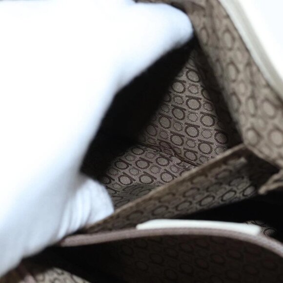 Salvatore Ferragamo Gancini Shoulder Bag Leather White Silver Auth - Picture 14 of 16